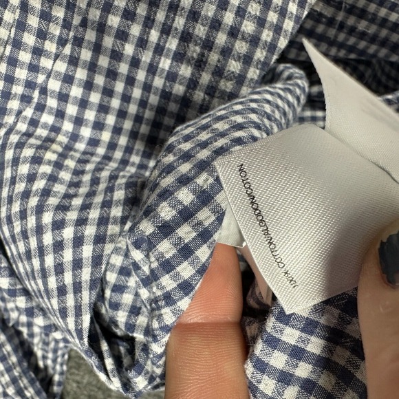 Anne Klein Button Up Lagenlook Tunic Shirt‎ Womens 10 Blue White Gingham Check - Picture 4 of 9
